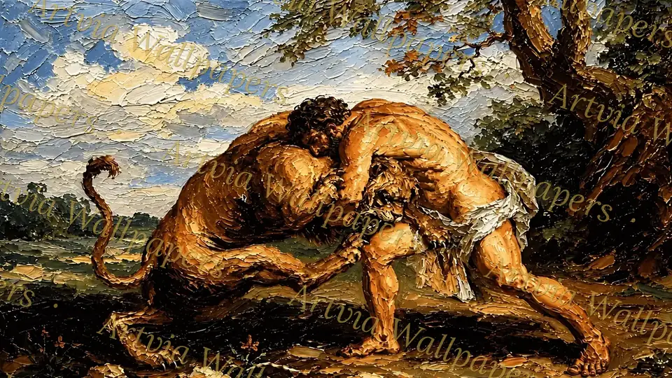 Hercules and the lion